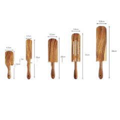 Acacia Teak Wood Long-Handled Cooking Spatula Set – Perfect for Mixing & Serving in Style!